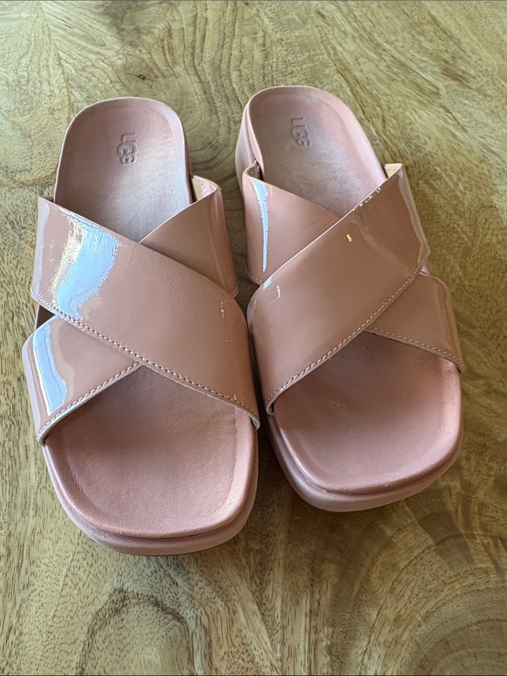 UGG Women's Blush Patent Crisscross Slide Sandals